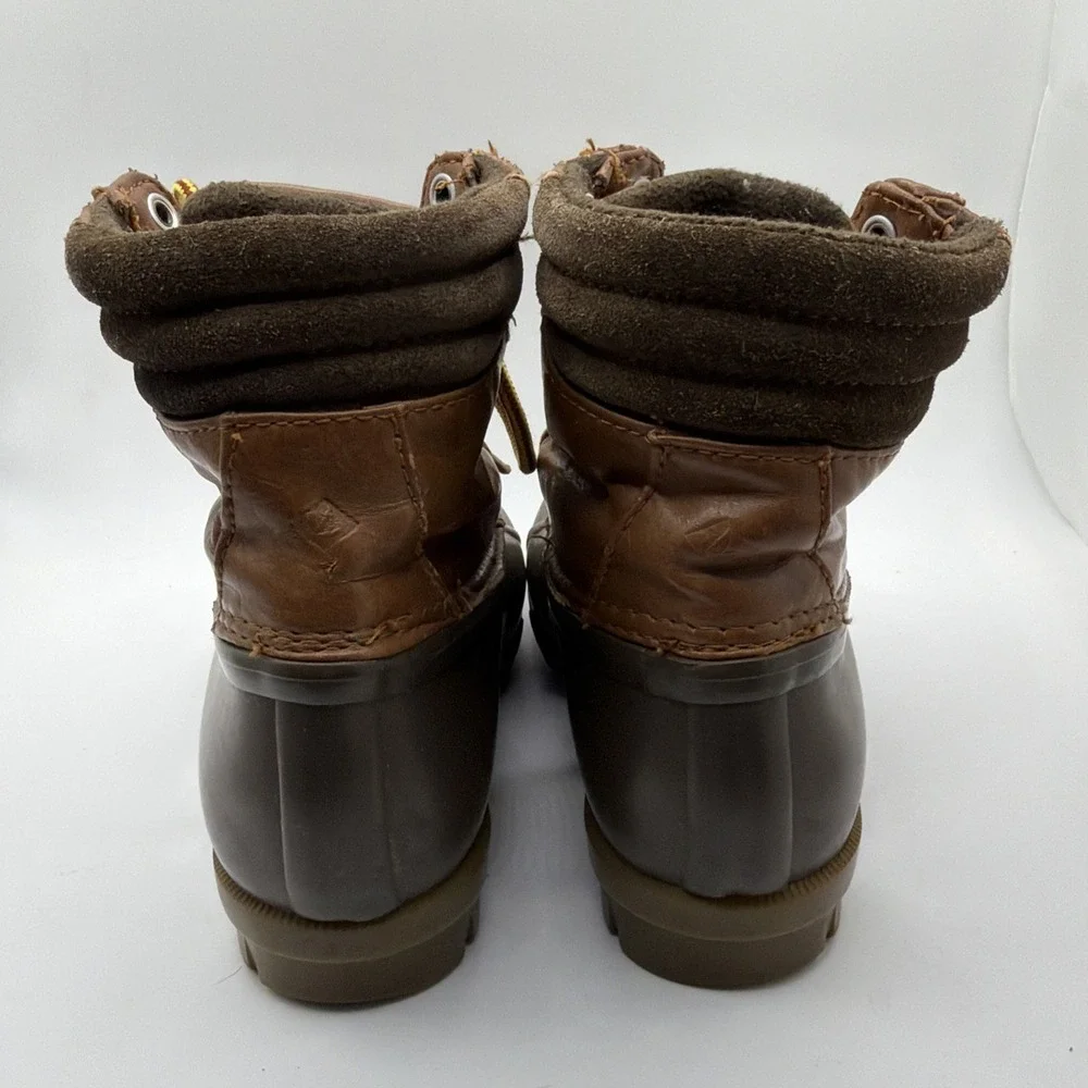 Sperry Kids Duck Boots‎ Size 1 Brown Lace Up Waterproof Winter Shoes
